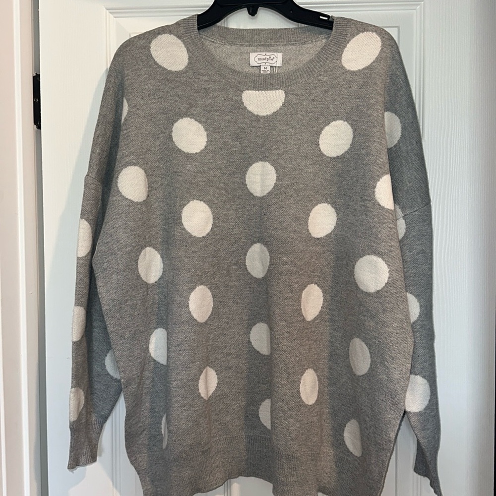 gray polka dot sweater